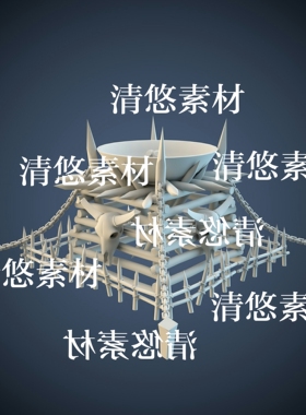 3dmax c4d fbx obj格式火盆架子篱笆牛头骨铁链文件 非实物A734
