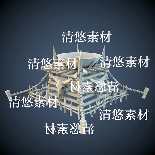 3dmax c4d fbx obj格式火盆架子篱笆牛头骨铁链文件 非实物A734