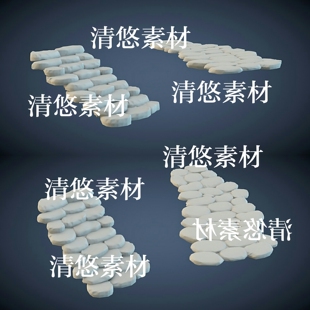 obj格式 3dmax c4d fbx 非实物A859 古风石阶石块路面阶梯模型文件