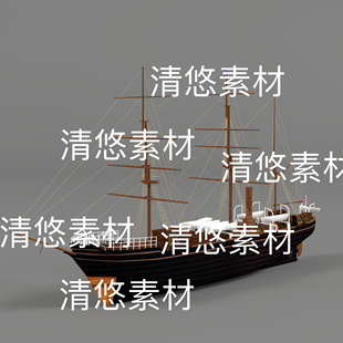 c4d obj格式 中世纪英国船舶航船救生船低模文件 非实物D623 fbx