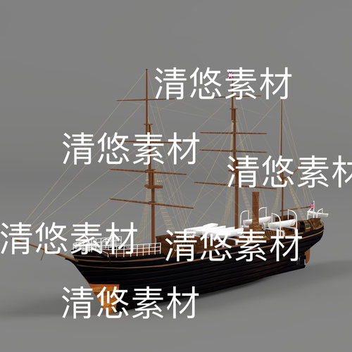 c4d fbx obj格式中世纪英国船舶航船救生船低模文件 非实物D623