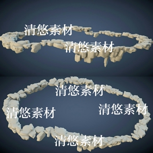 3dmax fbx obj模型水坑岸边石头石块文件 非实物A664 c4d