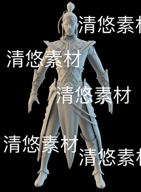 blend c4d fbx obj格式东方仙侠古装战士铠甲男文件 非实物B808