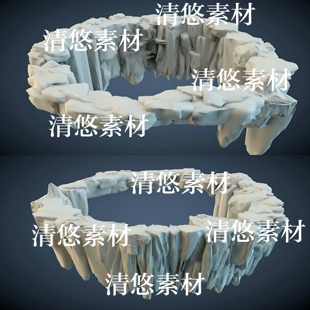 3dmax fbx obj圆形石潭水潭岸边岩石石头模型文件 非实物A758 c4d