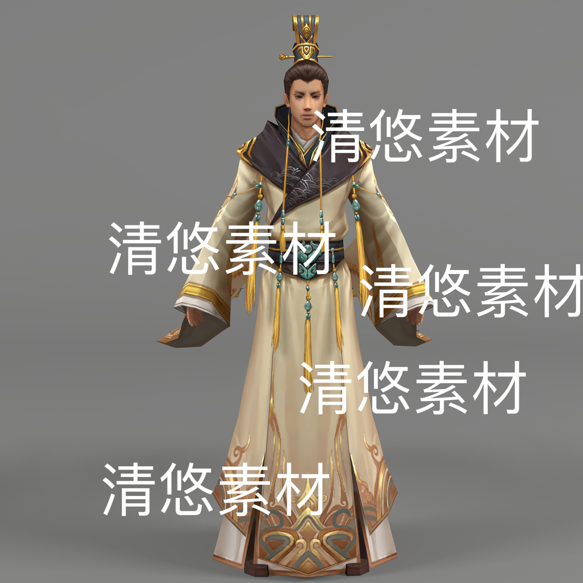 简模3dmax唐代古风古代皇族太子c4d fbx obj人物男文件 非实物E95