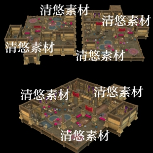 3dmax fbx obj中世纪低面卡室内游戏场景杂物文件 非实物A941 c4d