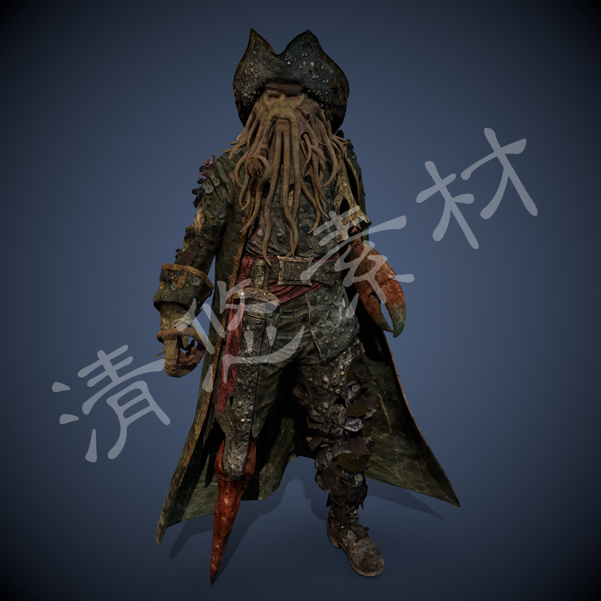 maya 3dmax c4d电影原人物角色模型加勒比海盗章鱼船长fbx格式213