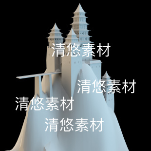 obj格式 3dmax c4d fbx 非实物B774 古风古代城堡山体建筑文件
