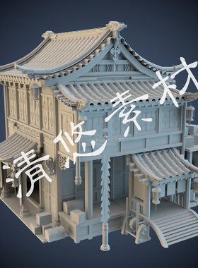 古代建筑客栈酒馆饭馆maya c4d fbx obj格式模型木箱子杂物 A110