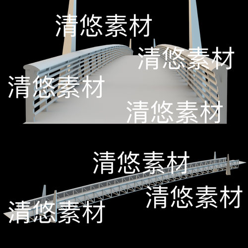 3dmax c4d fbx obj格式现代桥梁镂人行天桥扶手文件 非实物B806