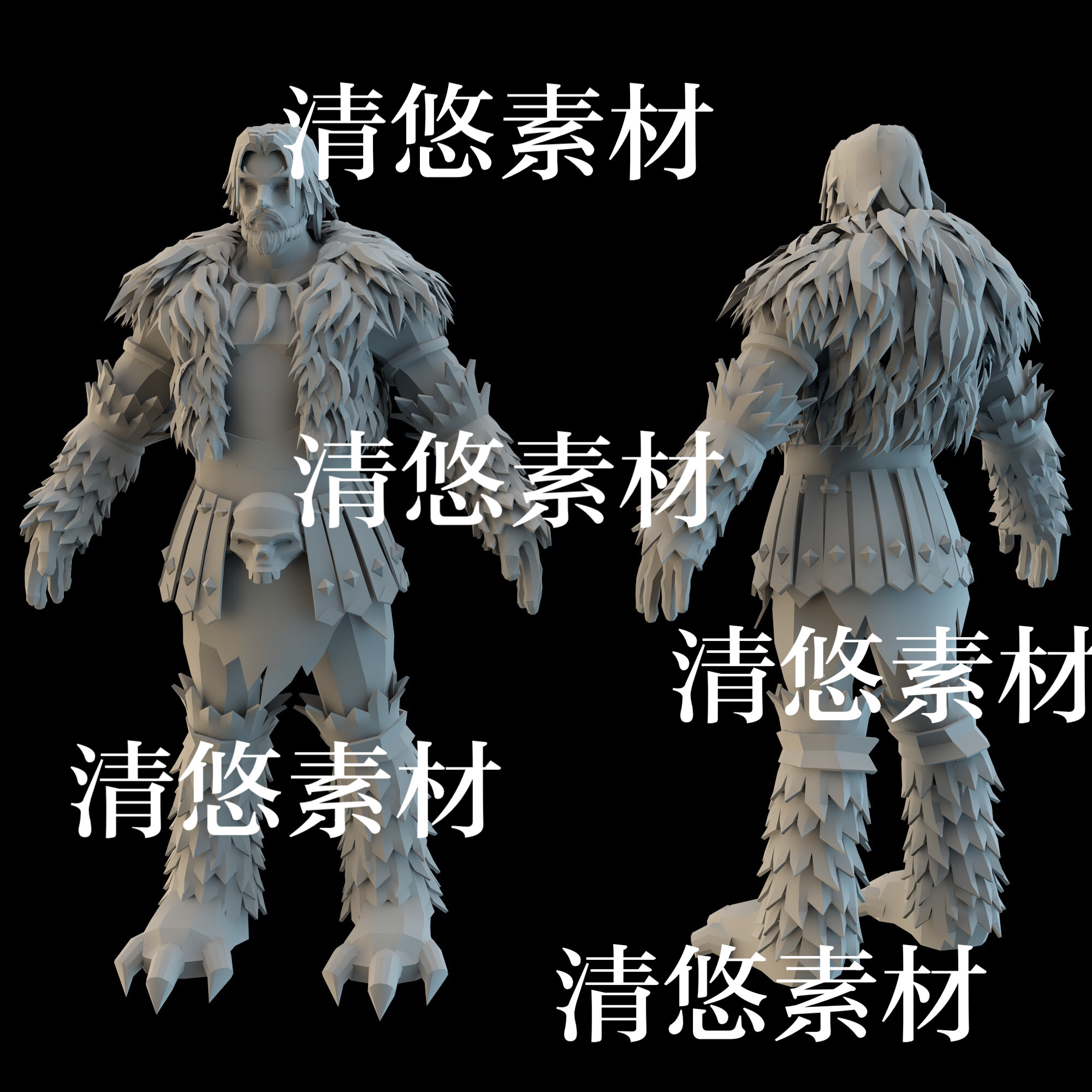 c4d fbx obj格式雪地战士勇士男人物文件 非实物B134