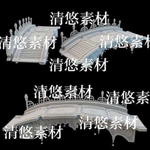 3dmax c4d fbx obj格式仙魔古风石桥台阶扶手文件 非实物B261