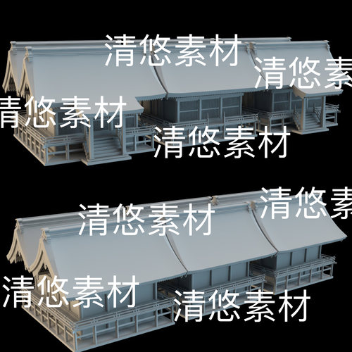 3dmax c4d fbx obj格式日式日本古建民居房子模型文件 非实物B897