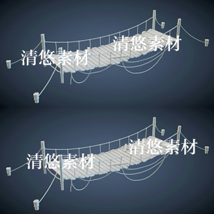 obj格式 古代吊桥木桥模型3dmax c4d fbx 非实物A526 文件桥