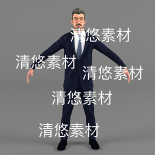商务西服人物男c4d fbx格式欧美西方保镖骨骼绑定文件 非实物E234