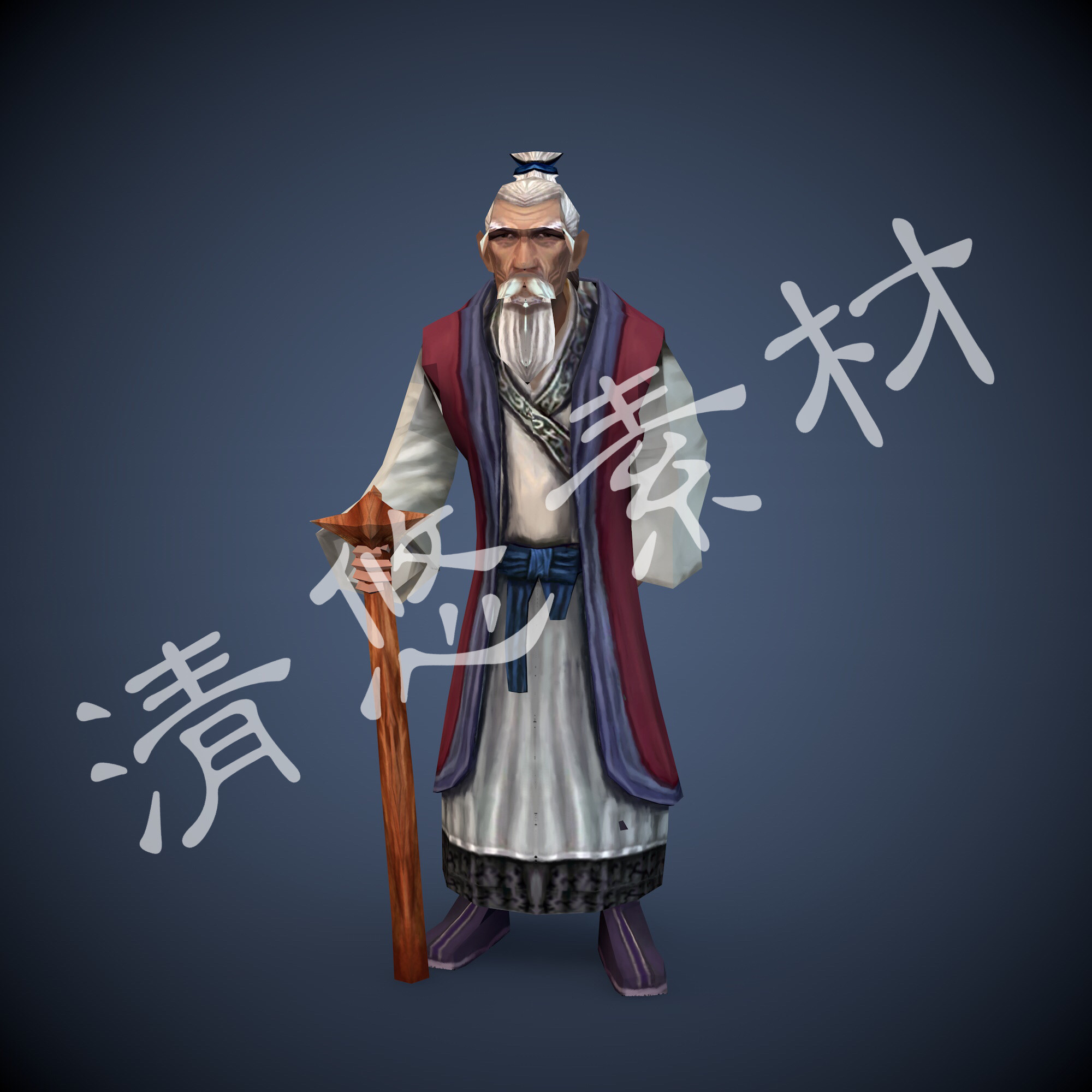 古代人物 老人老头平民老百姓模型3dmax c4d fbx格式骨骼绑定455