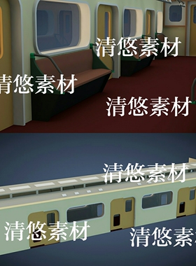 maya c4d fbx obj格式模型复古地铁车厢火车内部场景模型文件A464