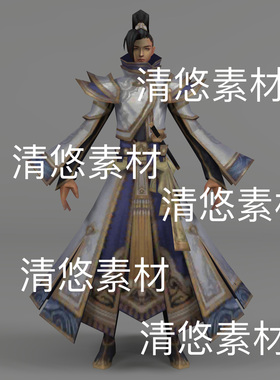 简模c4d fbx格式古装仙侠青年男子npc人物绑定文件 非实物D716