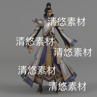 简模c4d 古装 仙侠青年男子npc人物绑定文件 非实物D716 fbx格式