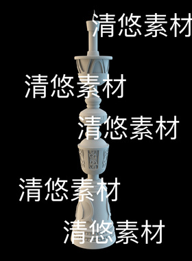 3dmax c4d fbx obj格式古风古代烛台蜡烛花纹文件 非实物B629
