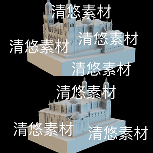 建筑城堡文件 3dmax 非实物B825 欧式 obj格式 c4d fbx