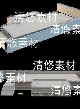 3dmax c4d fbx obj 3ds格式古风台子底座地砖阶梯文件 非实物B474