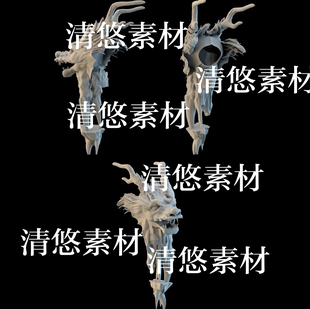 obj格式 3dmax c4d fbx 非实物B226 龙头龙角牙齿参考文件