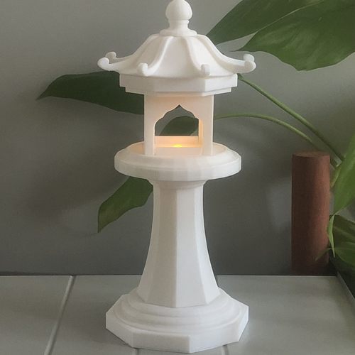 中式仿古中国风3D打印古风石灯桌面摆件景观LED发光拼装模型