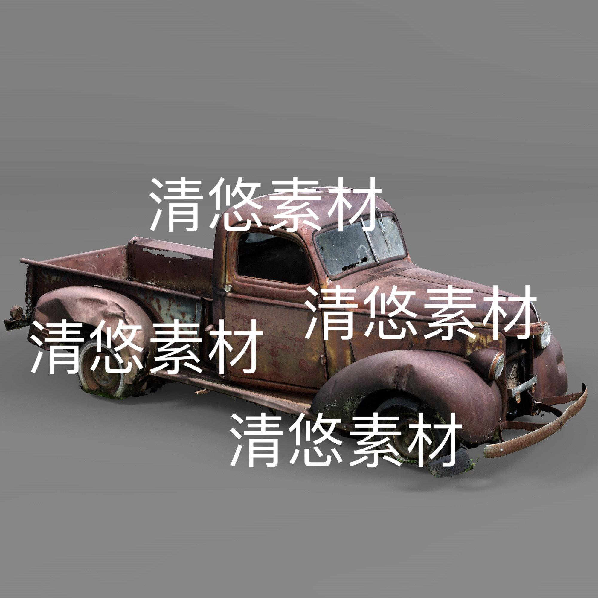高模扫描c4d fbx obj 3ds格式老旧报废破损汽车文件 非实物B958