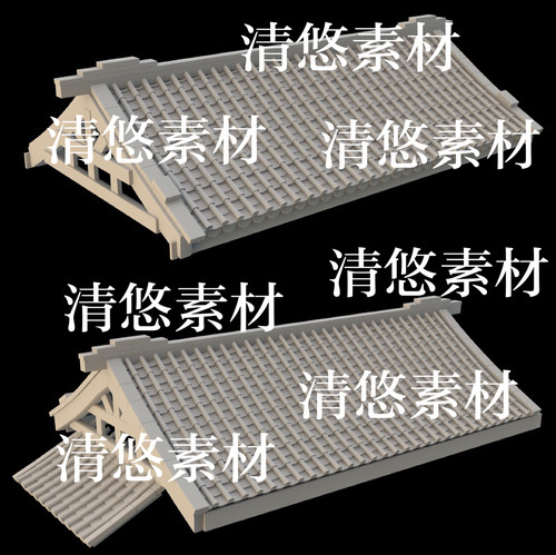 1个  c4d fbx obj格式中式古风房顶屋顶屋檐文件 非实物B271