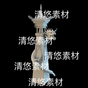 obj格式 3dmax c4d fbx 非实物B985 古风仙侠盘龙塔楼3D建筑文件