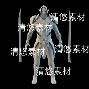 c4d obj格式 角色人物狐妖精灵战士利刃男文件 非实物D843 fbx