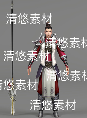 简模c4d fbx格式古代士兵守卫仙侠天兵人物男动作文件 非实物D692