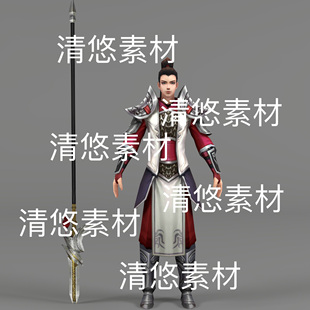 非实物D692 古代士兵守卫仙侠天兵人物男动作文件 简模c4d fbx格式