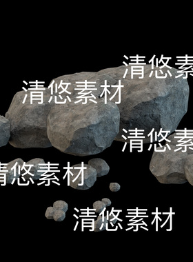 c4d fbx obj格式写实岩石石头山石碎石文件 非实物B765