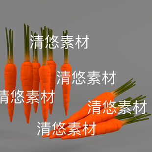 obj格式 3dmax c4d fbx 非实物D766 蔬菜红色胡萝卜模型文件