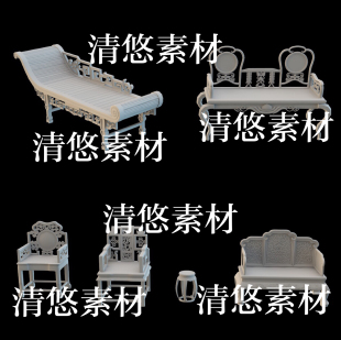 fbx c4d 3dmax 非实物B108 古代中式 古风椅子凳子文件 obj格式 6个