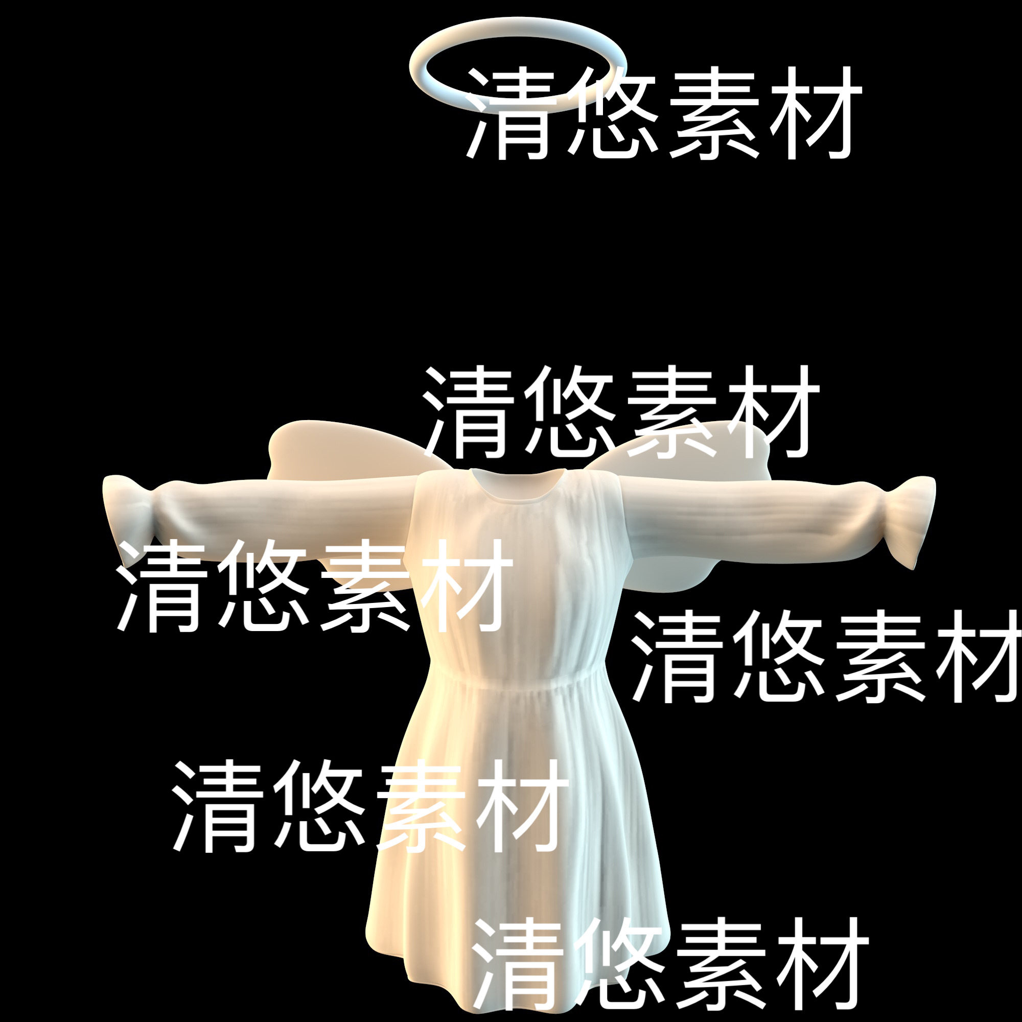 c4d fbx obj格式卡通人天使人物连衣裙服饰模型文件 非实物D128