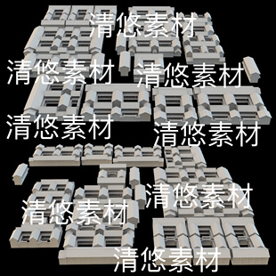 古风建筑群房子文件 低模3dsmax 非实物B514 中式 obj格式 c4d fbx
