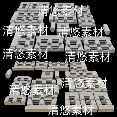 低模3dsmax c4d fbx obj格式中式古风建筑群房子文件 非实物B514