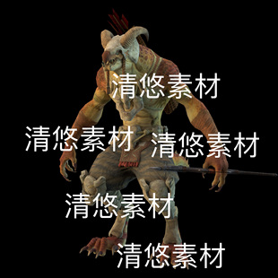 非实物D454 骨骼绑定动作半兽蜥蜴弓箭手射手怪兽文件 c4d fbx格式