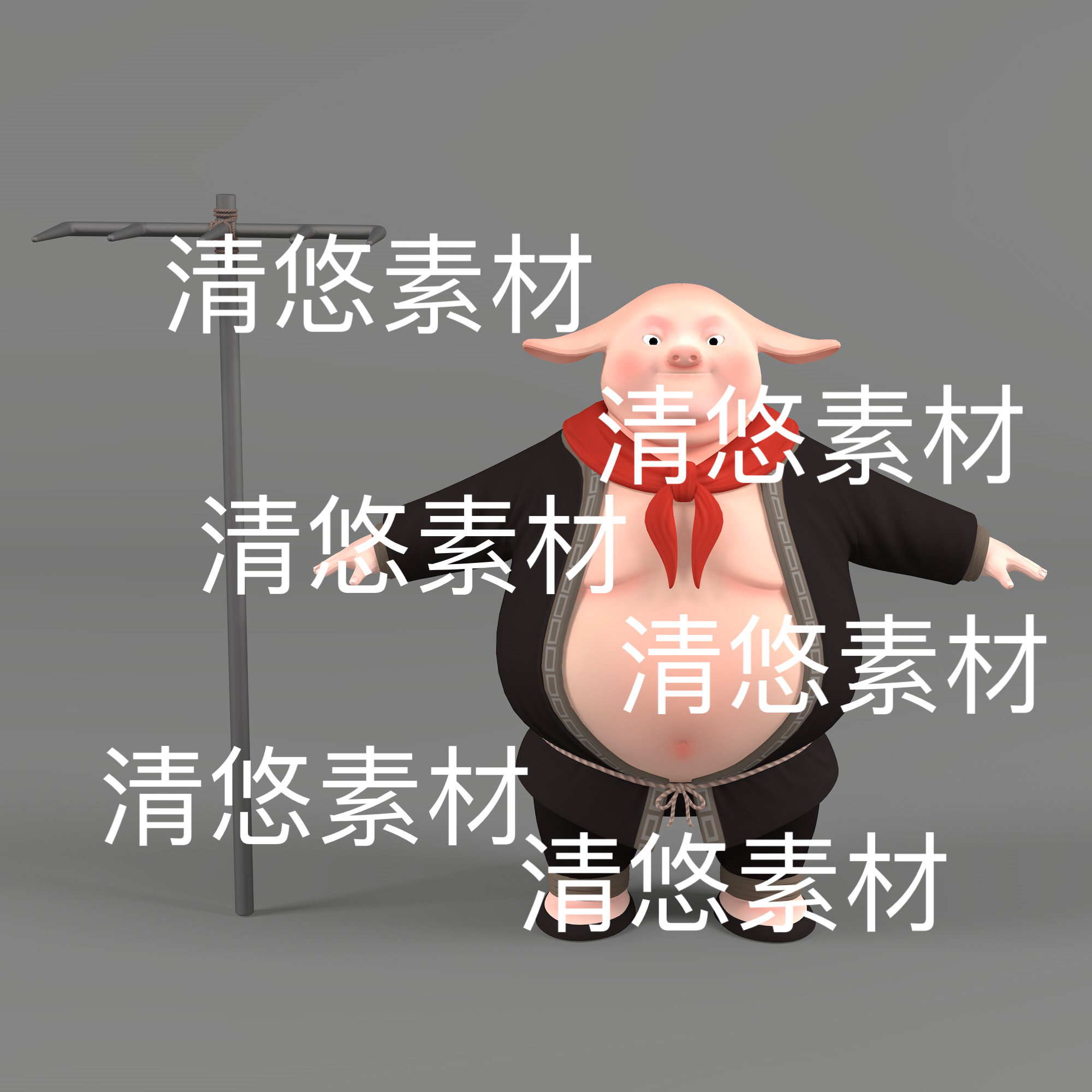 神话人物猪八戒3d文件c4d fbx obj格式模型猪头人文件 非实物E288