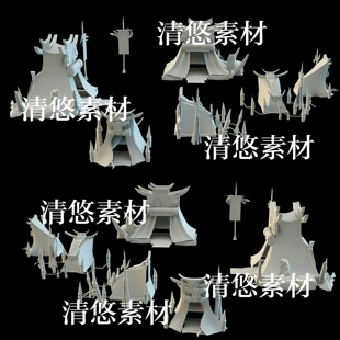 饰文件 3dmax 非实物A957 模型古代军营帐篷场景装 obj格式 c4d fbx