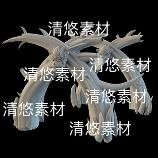 obj格式 3dmax c4d fbx 非实物B640 古风仙魔山寨妖王大门文件