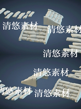 3dmax c4d fbx obj格式楼梯石阶台阶模型文件 非实物A674