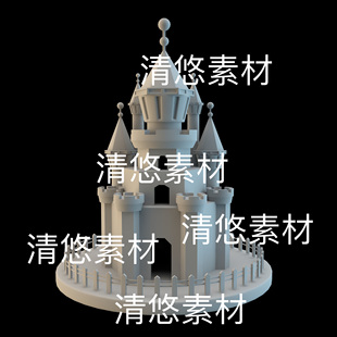 卡通城堡建筑模型文件 maya 非实物D216 欧式 obj格式 c4d fbx