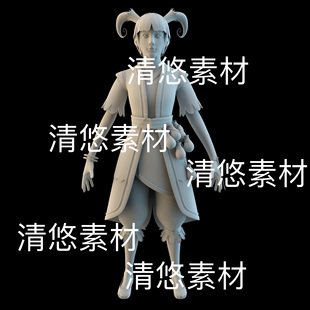 古风古装 c4d fbx obj格式 非实物D846 形象角药青年男孩师人物文件