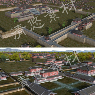 3dmax fbx格式c4d大型古代建筑汉代街道 古代城池场景模型低模890