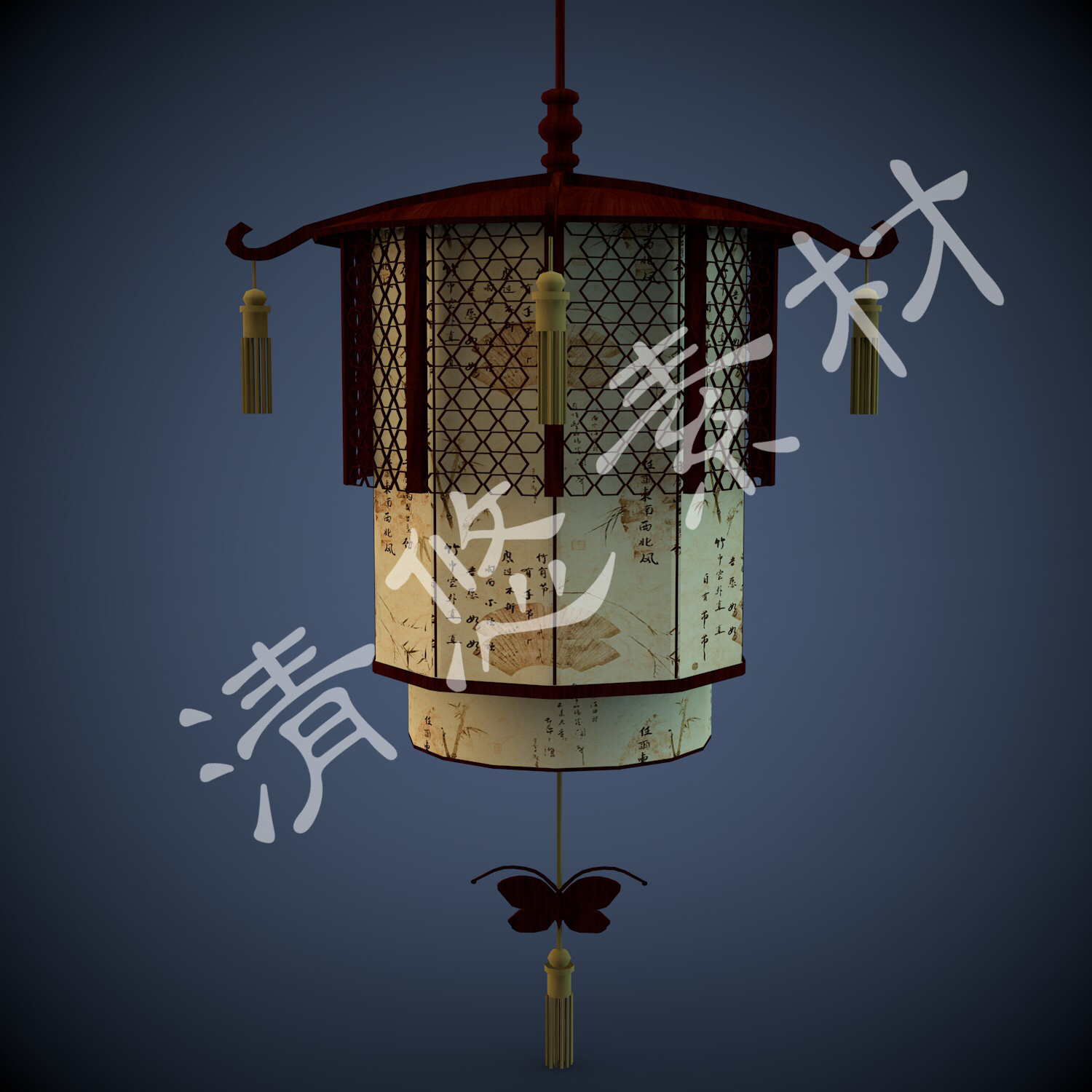 3dmax c4d模型 中式客厅吊灯灯具 复古灯笼 古典花灯fbx格式 194