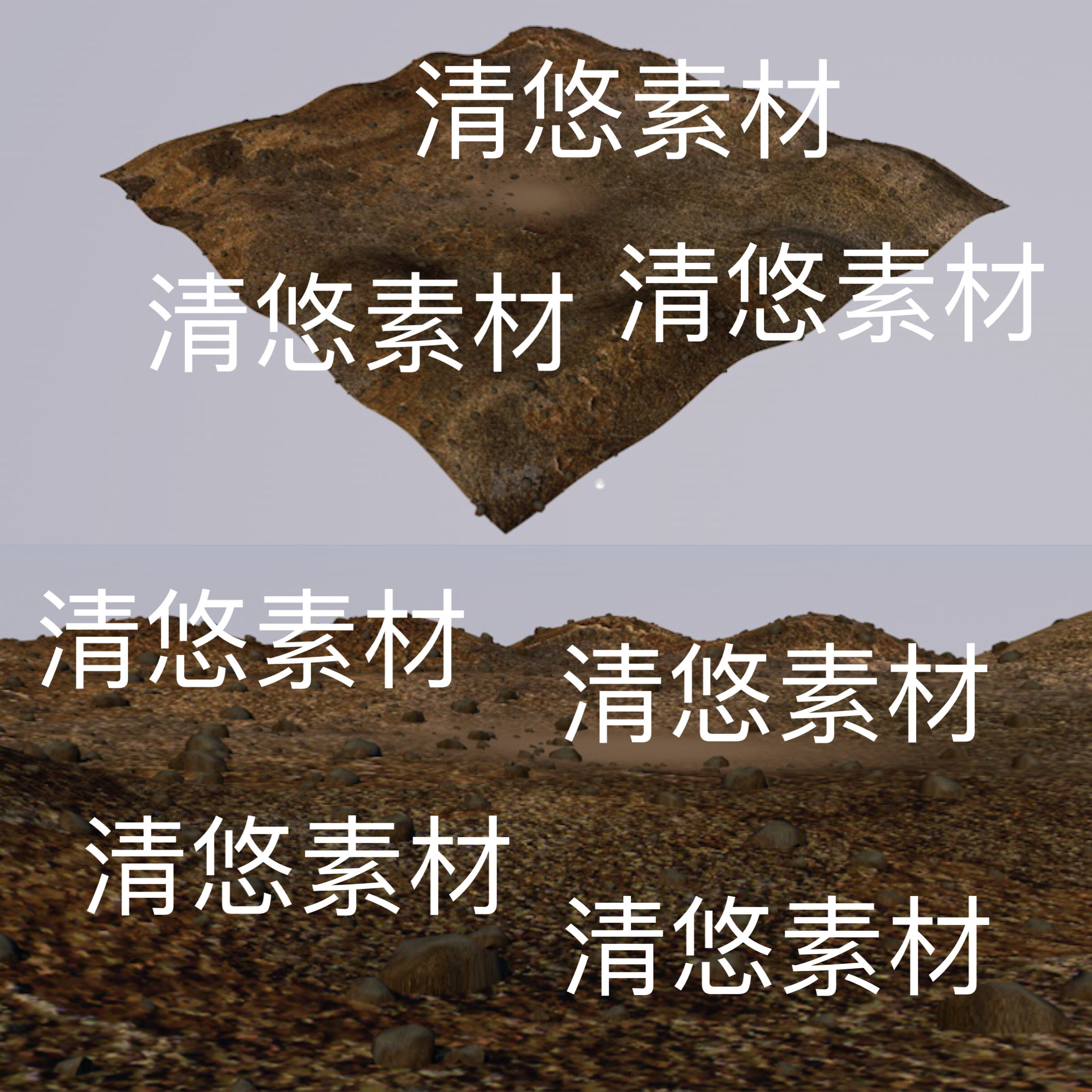 c4d fbx obj格式模型游戏场景地形2K贴图文件 非实物B743